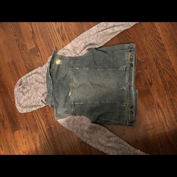 Free People Knit Hooded Denim Jacket (Medium) - Picture 5 of 5